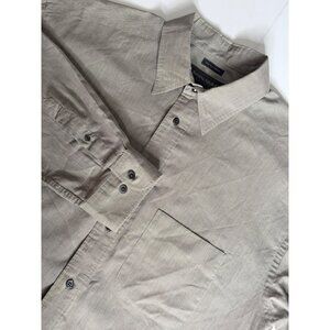 Banana‎ Republic Button-Up Dress Shirt Mens L Gray Two-Ply Cotton Long Sleeve